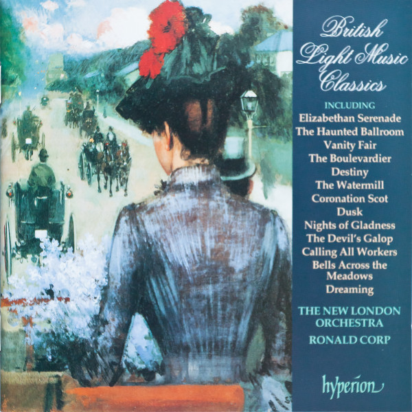 CD cover: British Light Music Classics, featuring an illustration of a woman in a horse-drawn carriage.